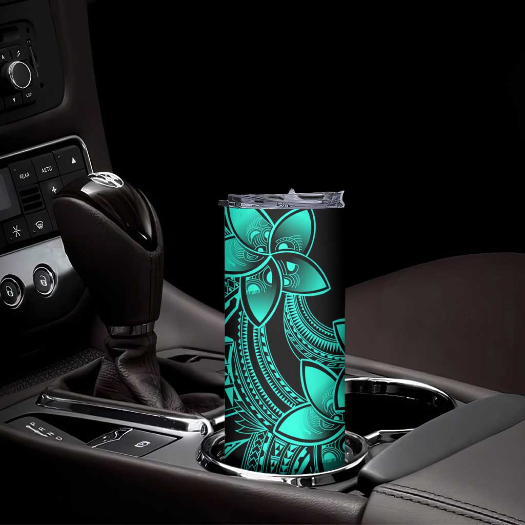 Polynesian Tribal Plumeria Flowers Skinny Tumbler Aqua Vibe LT9 - Polynesian Pride