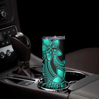 Polynesian Tribal Plumeria Flowers Skinny Tumbler Aqua Vibe LT9 - Polynesian Pride
