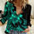 Polynesian Pride Plumeria Flowers Women Casual Shirt Polynesian Tribal Aqua Vibe LT9 Female Aqua - Polynesian Pride