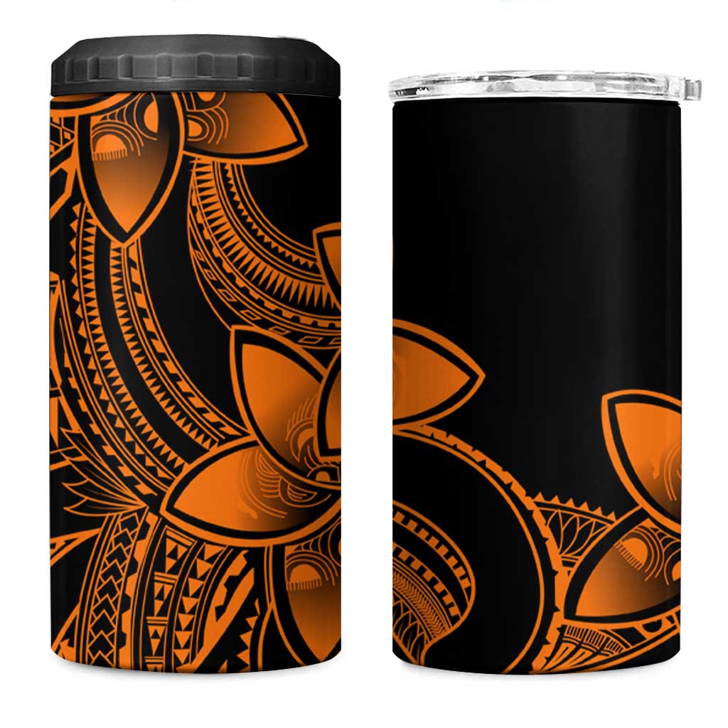 Polynesian Tribal Plumeria Flowers 4 in 1 Can Cooler Tumbler Gold Vibe LT9 One Size: 16 oz Gold - Polynesian Pride