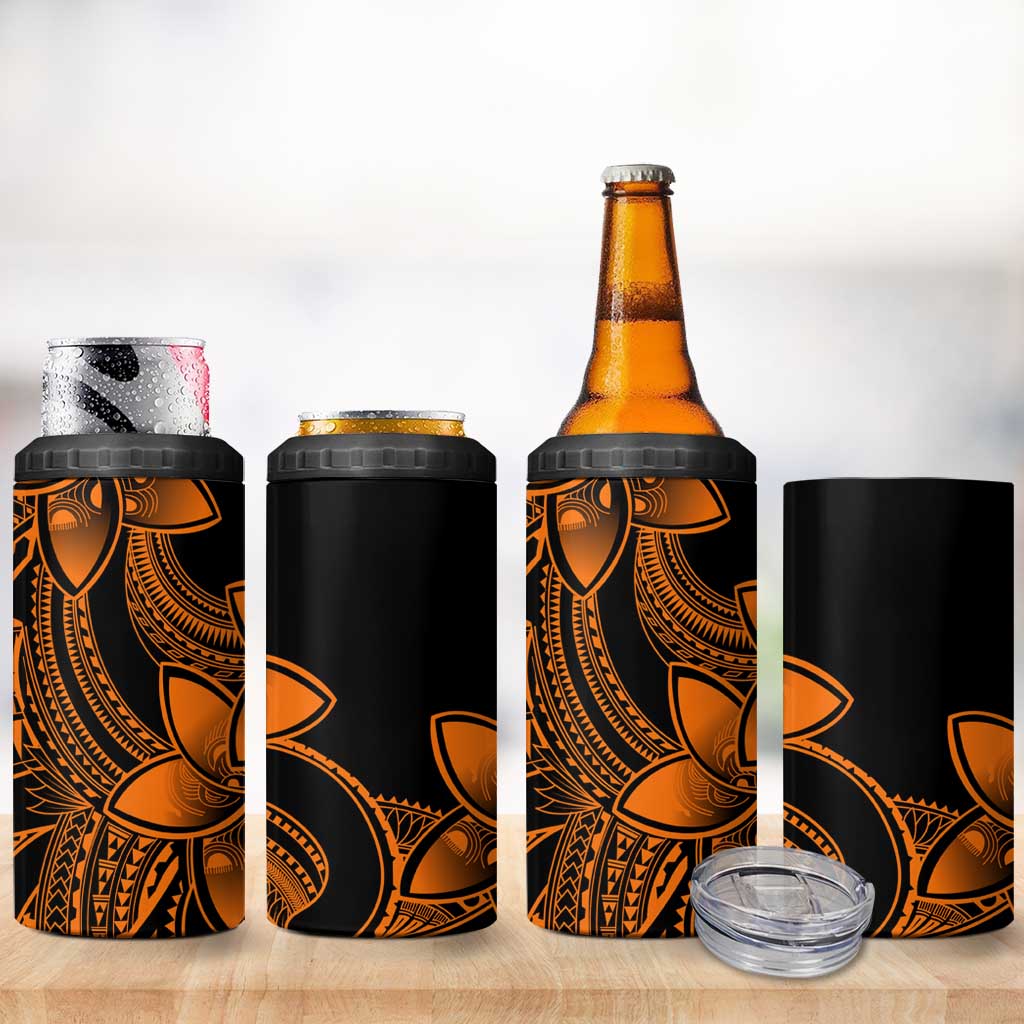 Polynesian Tribal Plumeria Flowers 4 in 1 Can Cooler Tumbler Gold Vibe LT9 - Polynesian Pride