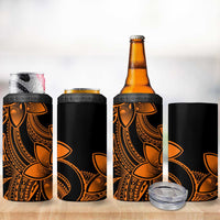 Polynesian Tribal Plumeria Flowers 4 in 1 Can Cooler Tumbler Gold Vibe LT9 - Polynesian Pride