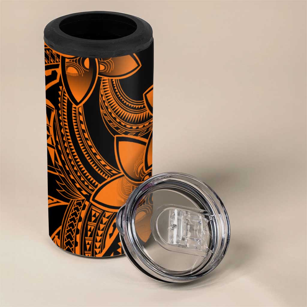 Polynesian Tribal Plumeria Flowers 4 in 1 Can Cooler Tumbler Gold Vibe LT9 - Polynesian Pride
