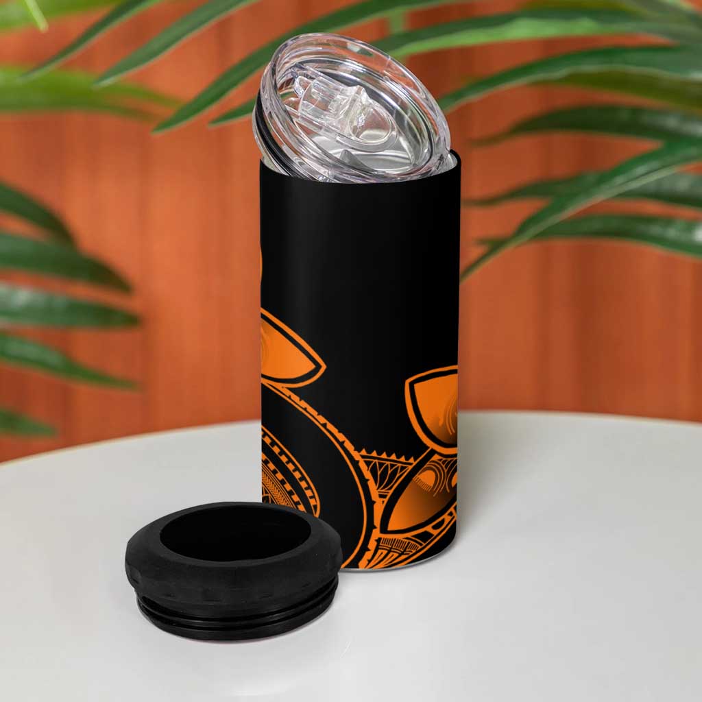 Polynesian Tribal Plumeria Flowers 4 in 1 Can Cooler Tumbler Gold Vibe LT9 - Polynesian Pride