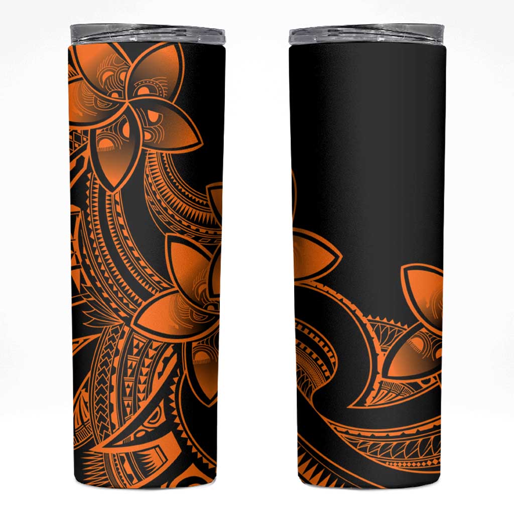 Polynesian Tribal Plumeria Flowers Skinny Tumbler Gold Vibe LT9 Gold - Polynesian Pride