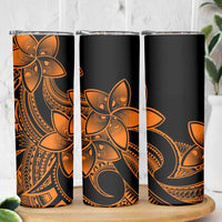 Polynesian Tribal Plumeria Flowers Skinny Tumbler Gold Vibe LT9 - Polynesian Pride