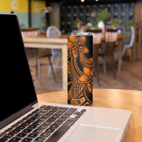 Polynesian Tribal Plumeria Flowers Skinny Tumbler Gold Vibe LT9 - Polynesian Pride