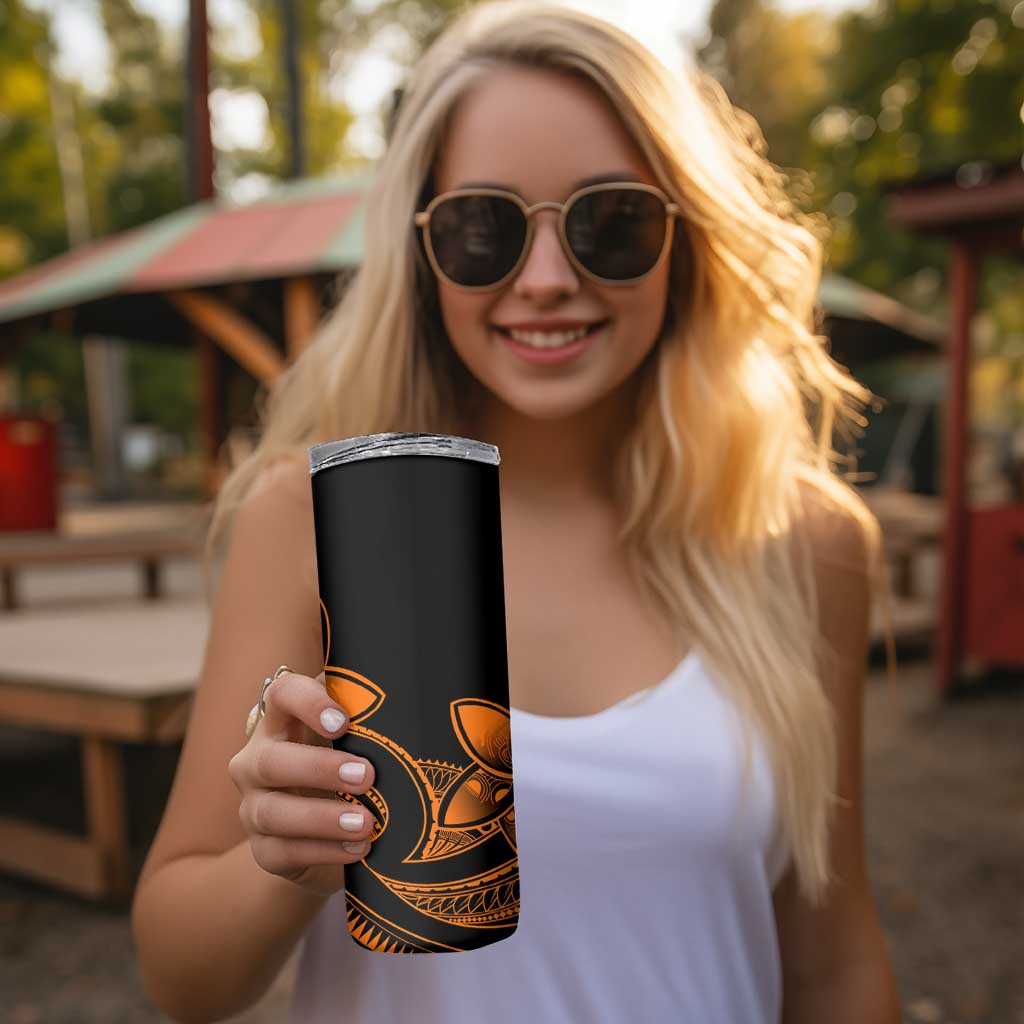 Polynesian Tribal Plumeria Flowers Skinny Tumbler Gold Vibe LT9 - Polynesian Pride