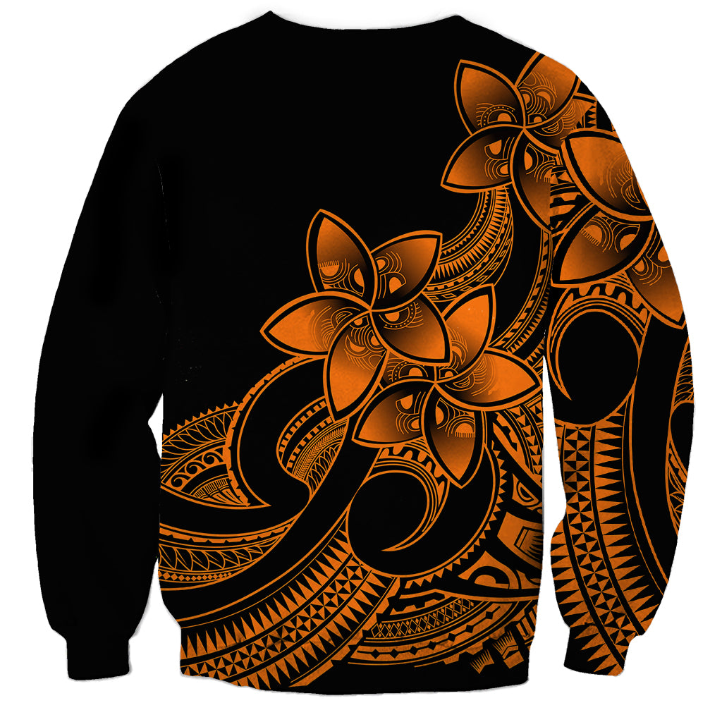 Polynesian Pride Plumeria Flowers Sweatshirt Polynesian Tribal Gold Vibe LT9 - Polynesian Pride