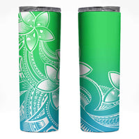 Polynesian Tribal Plumeria Flowers Skinny Tumbler Gradient Green Vibe LT9 Gradient Green - Polynesian Pride