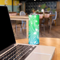 Polynesian Tribal Plumeria Flowers Skinny Tumbler Gradient Green Vibe LT9 - Polynesian Pride