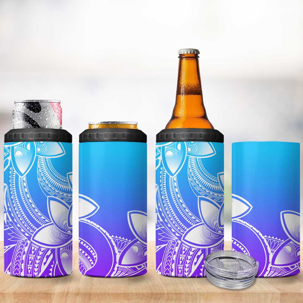 Polynesian Tribal Plumeria Flowers 4 in 1 Can Cooler Tumbler Gradient Purple Vibe LT9 - Polynesian Pride