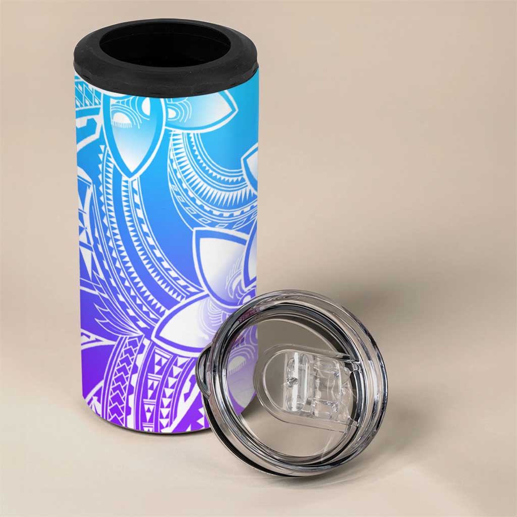 Polynesian Tribal Plumeria Flowers 4 in 1 Can Cooler Tumbler Gradient Purple Vibe LT9 - Polynesian Pride