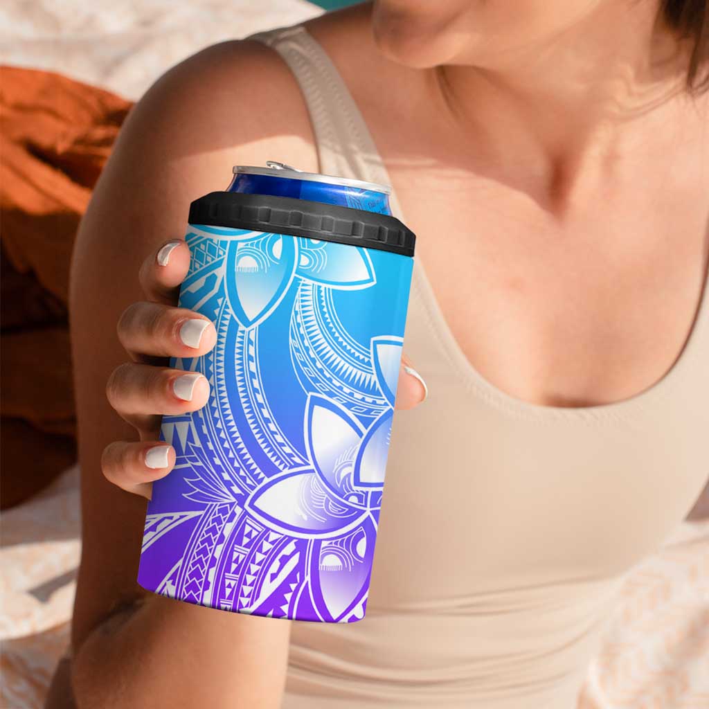 Polynesian Tribal Plumeria Flowers 4 in 1 Can Cooler Tumbler Gradient Purple Vibe LT9 - Polynesian Pride