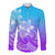 Polynesian Pride Plumeria Flowers Long Sleeve Button Shirt Polynesian Tribal Gradient Purple LT9 Unisex Purple - Polynesian Pride