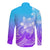 Polynesian Pride Plumeria Flowers Long Sleeve Button Shirt Polynesian Tribal Gradient Purple LT9 - Polynesian Pride