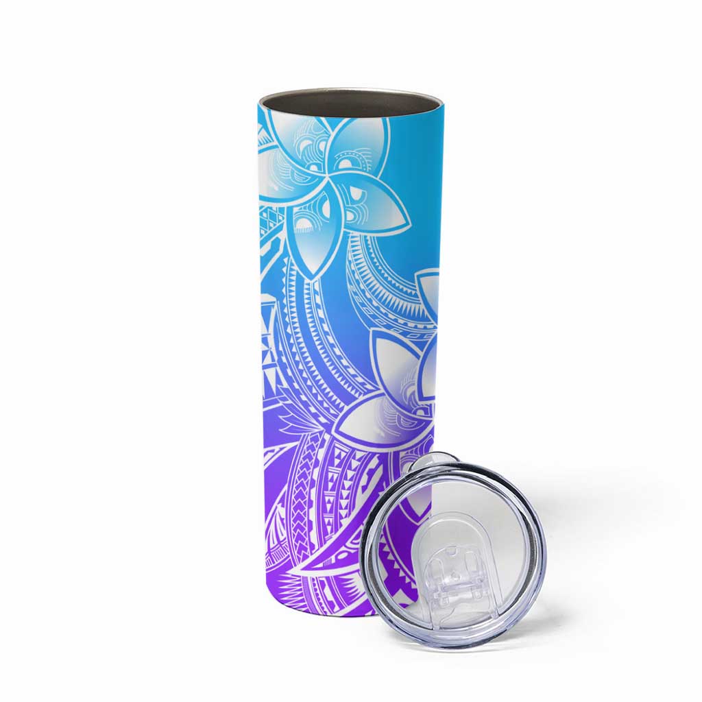 Polynesian Tribal Plumeria Flowers Skinny Tumbler Gradient Purple Vibe LT9 - Polynesian Pride