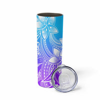 Polynesian Tribal Plumeria Flowers Skinny Tumbler Gradient Purple Vibe LT9 - Polynesian Pride