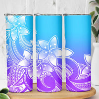 Polynesian Tribal Plumeria Flowers Skinny Tumbler Gradient Purple Vibe LT9 - Polynesian Pride