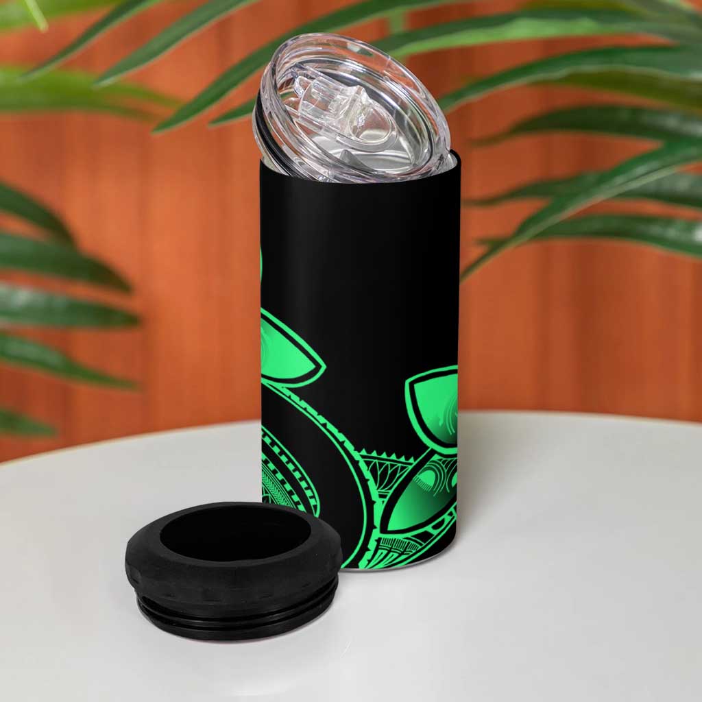 Polynesian Tribal Plumeria Flowers 4 in 1 Can Cooler Tumbler Green Vibe LT9 - Polynesian Pride