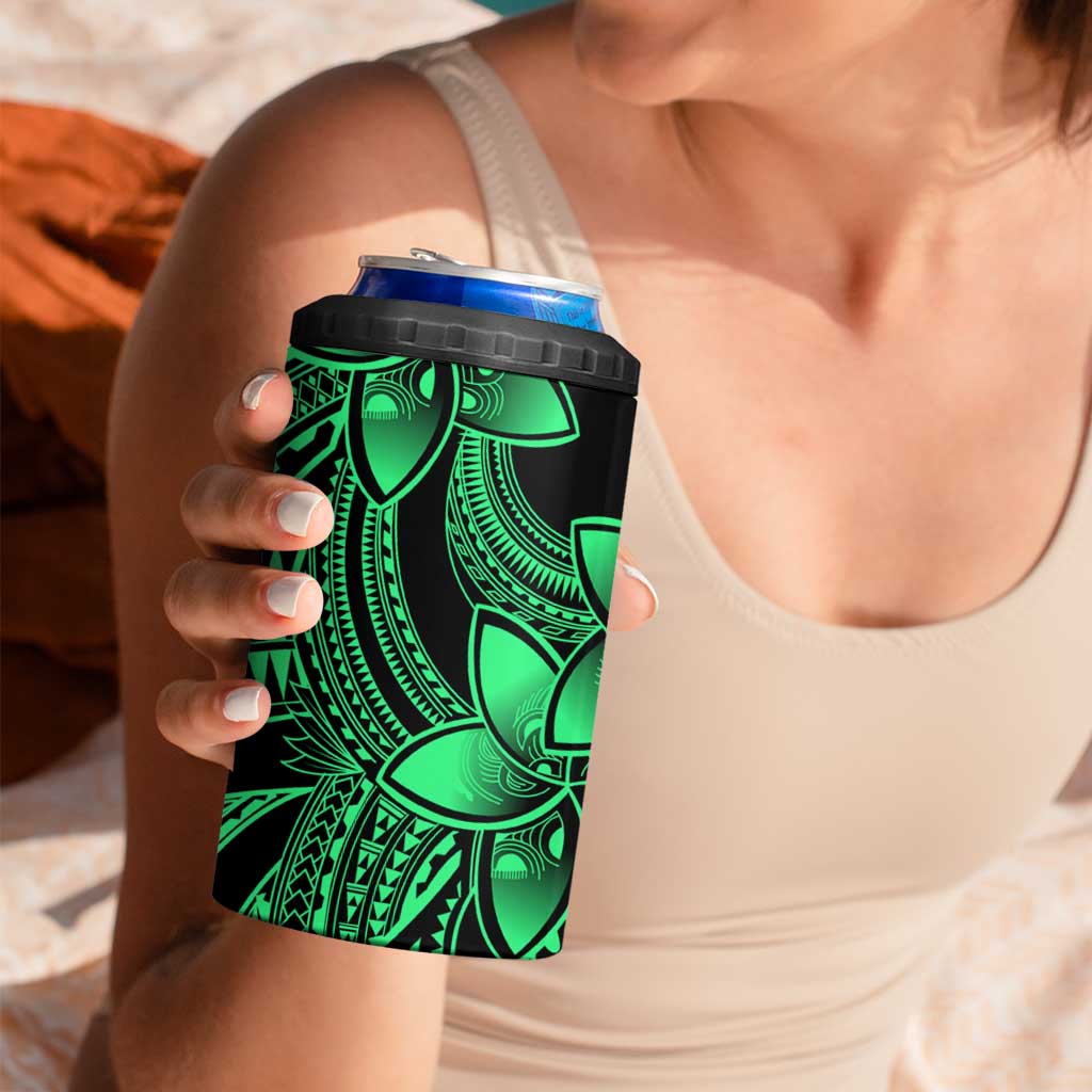 Polynesian Tribal Plumeria Flowers 4 in 1 Can Cooler Tumbler Green Vibe LT9 - Polynesian Pride
