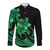 Polynesian Pride Plumeria Flowers Long Sleeve Button Shirt Polynesian Tribal Green Vibe LT9 Unisex Green - Polynesian Pride