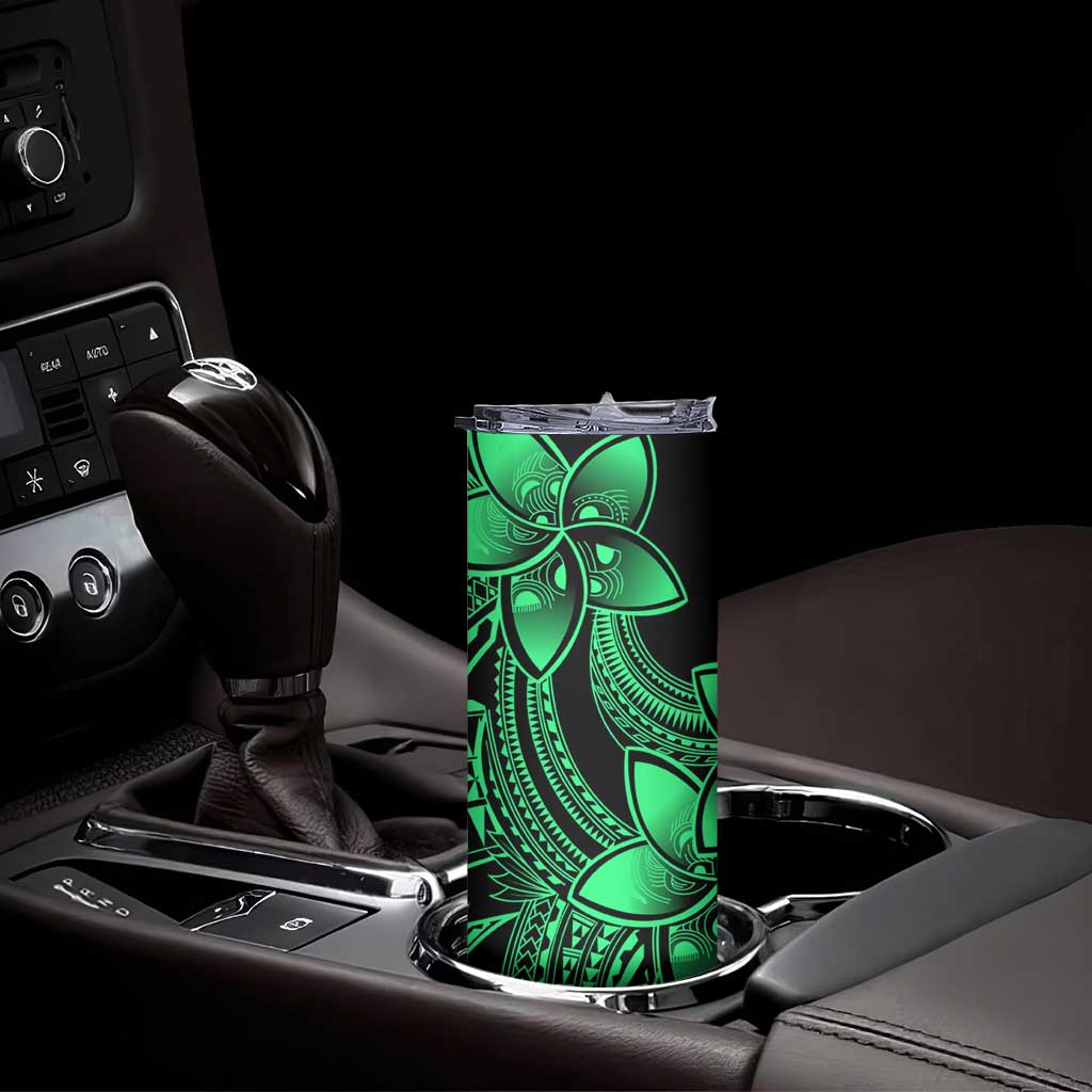 Polynesian Tribal Plumeria Flowers Skinny Tumbler Green Vibe LT9 - Polynesian Pride