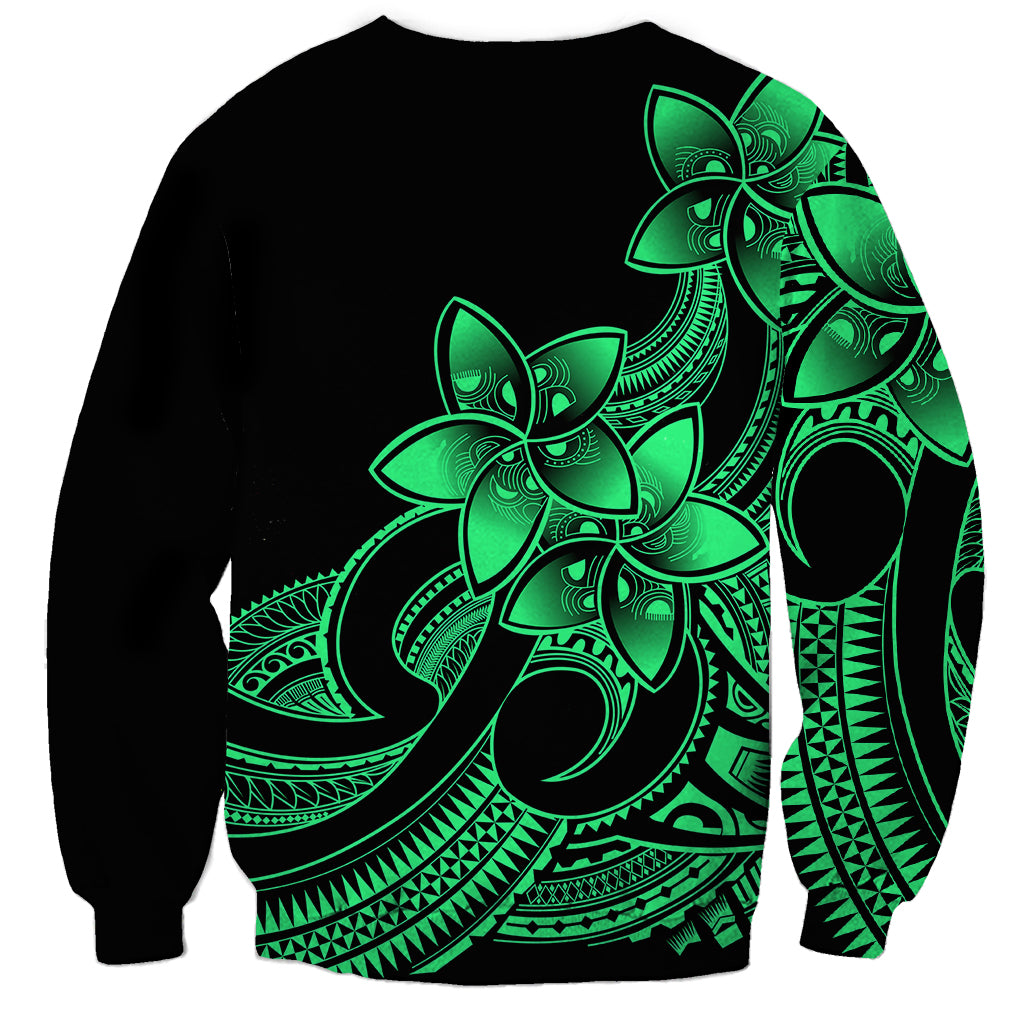 Polynesian Pride Plumeria Flowers Sweatshirt Polynesian Tribal Green Vibe LT9 - Polynesian Pride