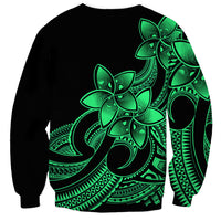 Polynesian Pride Plumeria Flowers Sweatshirt Polynesian Tribal Green Vibe LT9 - Polynesian Pride