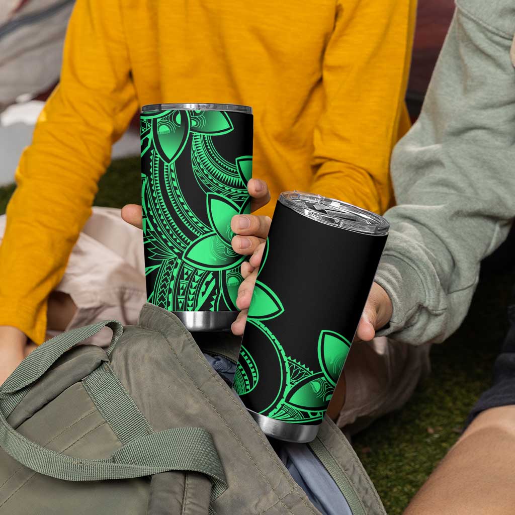 Polynesian Tribal Plumeria Flowers Tumbler Cup Green Vibe