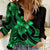 Polynesian Pride Plumeria Flowers Women Casual Shirt Polynesian Tribal Green Vibe LT9 Female Green - Polynesian Pride