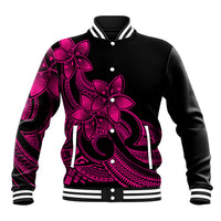 Polynesian Pride Plumeria Flowers Baseball Jacket Polynesian Tribal Pink Vibe LT9 Unisex Pink - Polynesian Pride