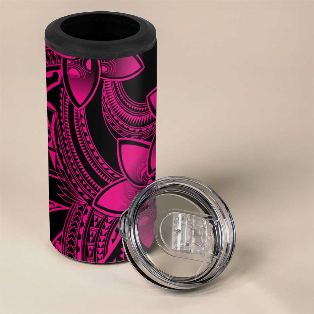 Polynesian Tribal Plumeria Flowers 4 in 1 Can Cooler Tumbler Pink Vibe LT9 - Polynesian Pride