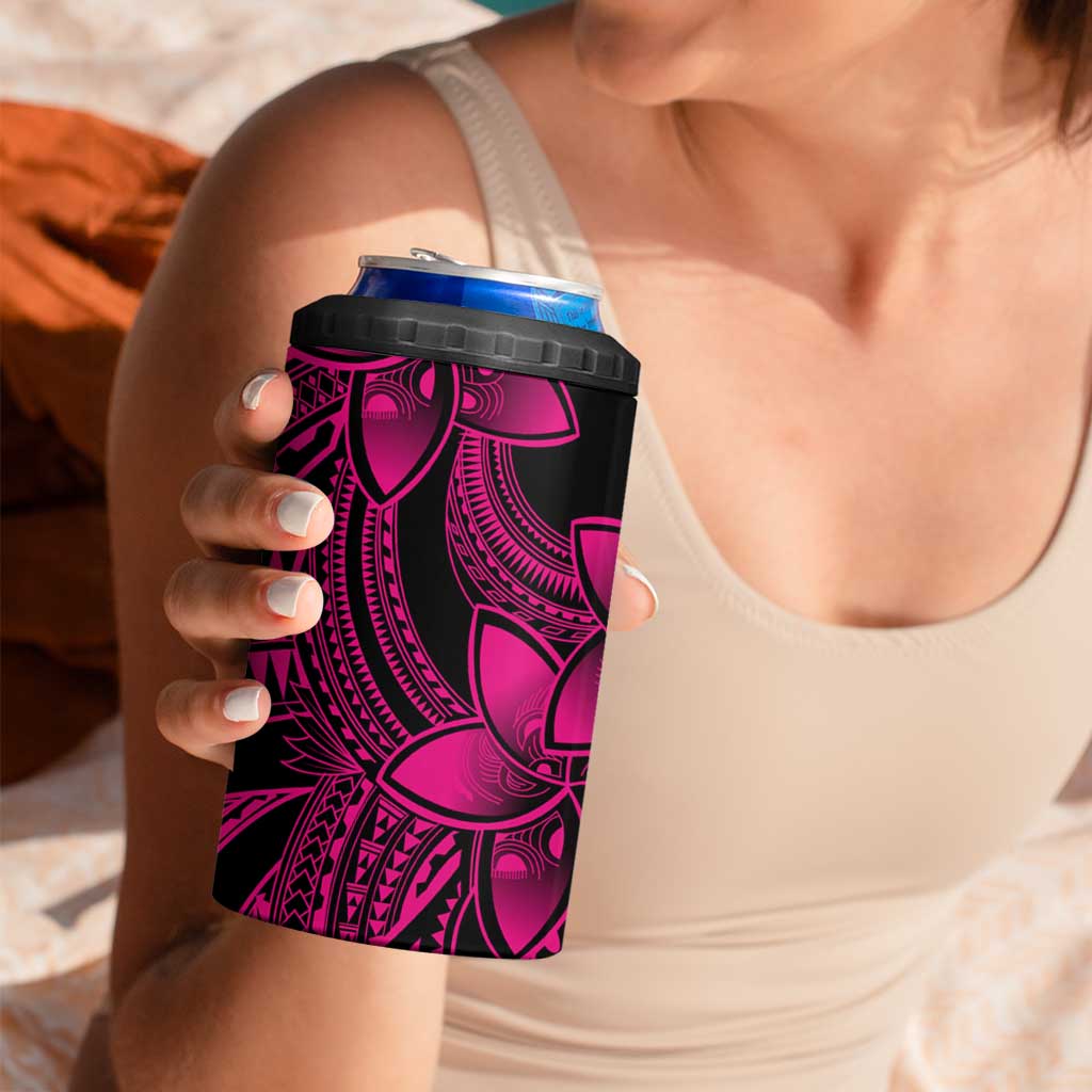 Polynesian Tribal Plumeria Flowers 4 in 1 Can Cooler Tumbler Pink Vibe LT9 - Polynesian Pride
