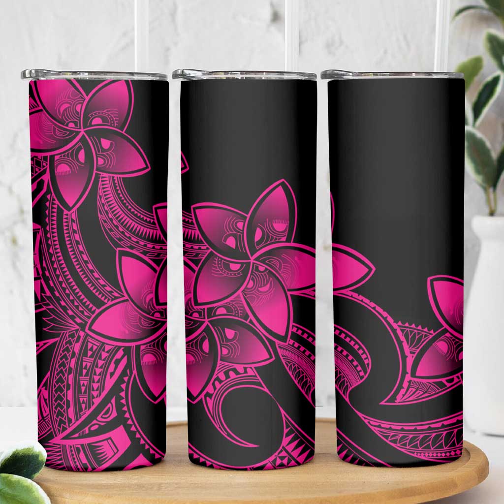 Polynesian Tribal Plumeria Flowers Skinny Tumbler Pink Vibe LT9 - Polynesian Pride