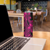 Polynesian Tribal Plumeria Flowers Skinny Tumbler Pink Vibe LT9 - Polynesian Pride