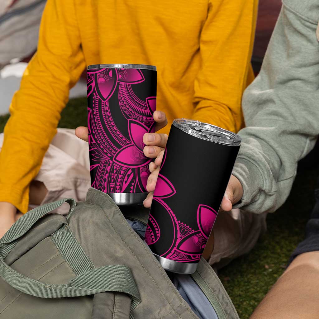 Polynesian Tribal Plumeria Flowers Tumbler Cup Pink Vibe