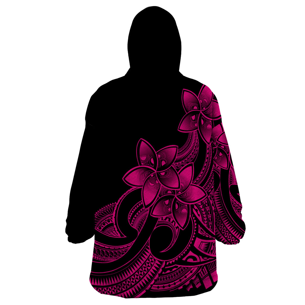 Polynesian Pride Plumeria Flowers Wearable Blanket Hoodie Polynesian Tribal Pink Vibe LT9 - Polynesian Pride