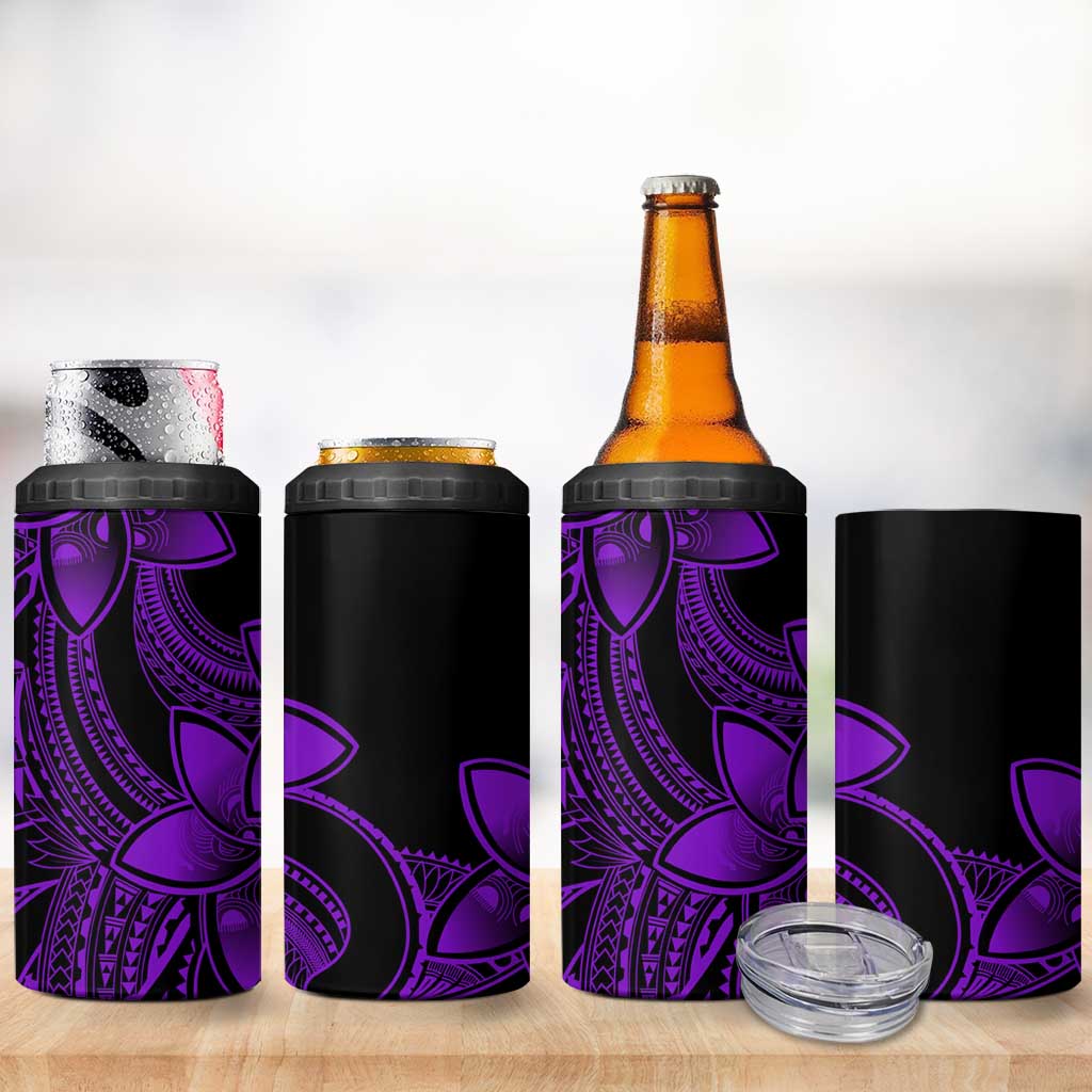 Polynesian Tribal Plumeria Flowers 4 in 1 Can Cooler Tumbler Purple Vibe LT9 - Polynesian Pride