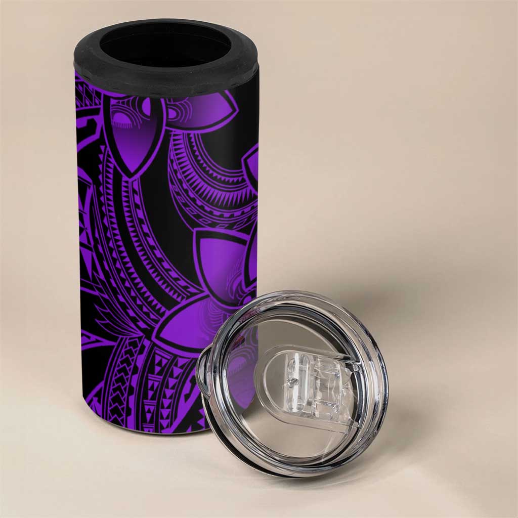 Polynesian Tribal Plumeria Flowers 4 in 1 Can Cooler Tumbler Purple Vibe LT9 - Polynesian Pride