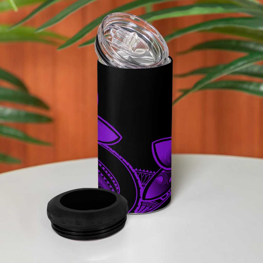 Polynesian Tribal Plumeria Flowers 4 in 1 Can Cooler Tumbler Purple Vibe LT9 - Polynesian Pride