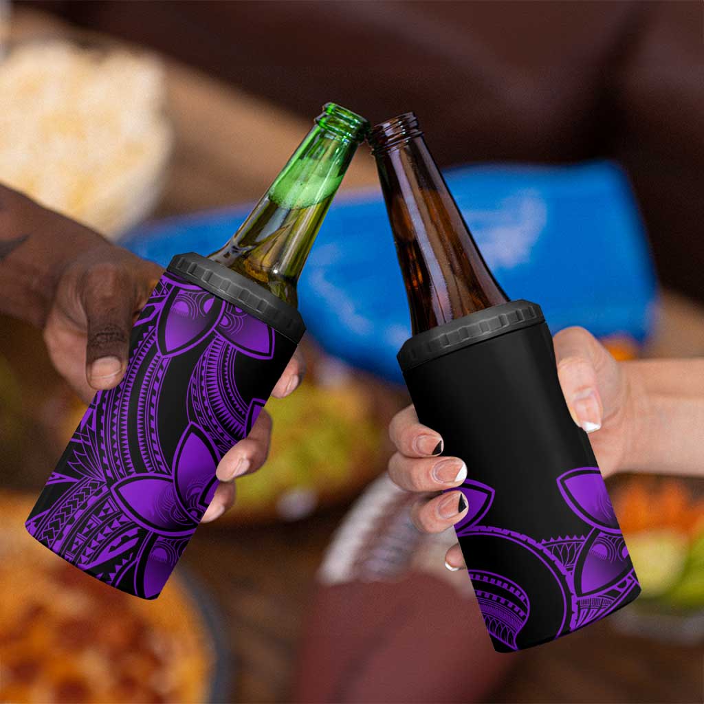 Polynesian Tribal Plumeria Flowers 4 in 1 Can Cooler Tumbler Purple Vibe LT9 - Polynesian Pride