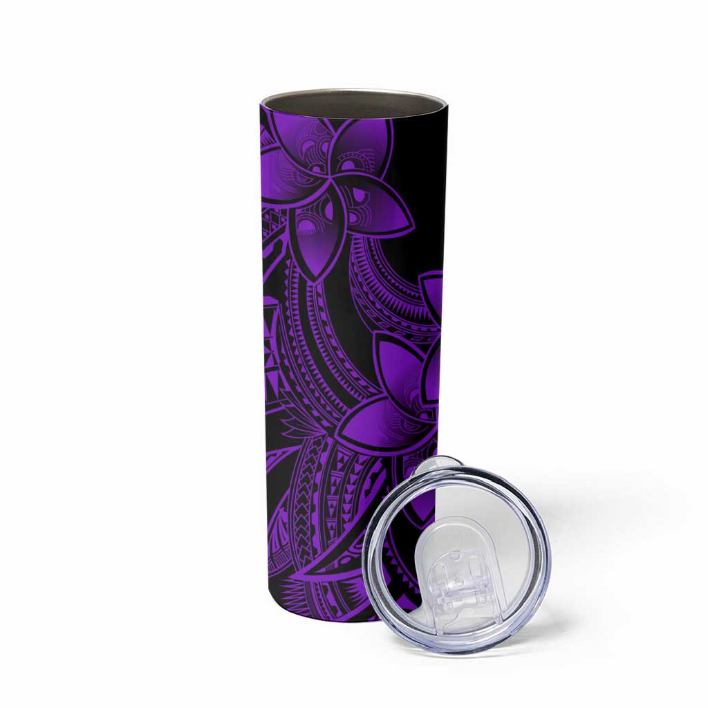 Polynesian Tribal Plumeria Flowers Skinny Tumbler Purple Vibe LT9 - Polynesian Pride