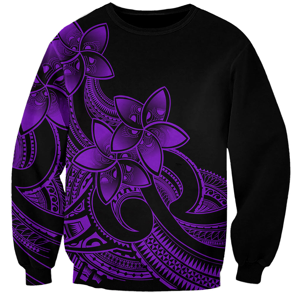 Polynesian Pride Plumeria Flowers Sweatshirt Polynesian Tribal Purple Vibe LT9 Unisex Purple - Polynesian Pride
