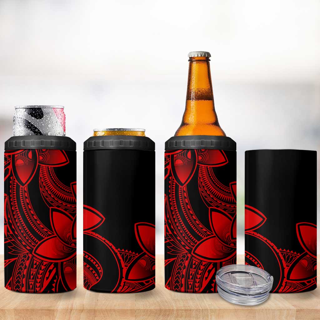 Polynesian Tribal Plumeria Flowers 4 in 1 Can Cooler Tumbler Red Vibe LT9 - Polynesian Pride