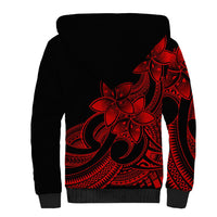 Polynesian Pride Plumeria Flowers Sherpa Hoodie Polynesian Tribal Red Vibe LT9 - Polynesian Pride