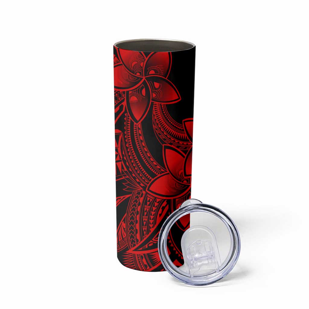Polynesian Tribal Plumeria Flowers Skinny Tumbler Red Vibe LT9 - Polynesian Pride