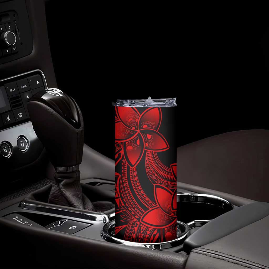 Polynesian Tribal Plumeria Flowers Skinny Tumbler Red Vibe LT9 - Polynesian Pride