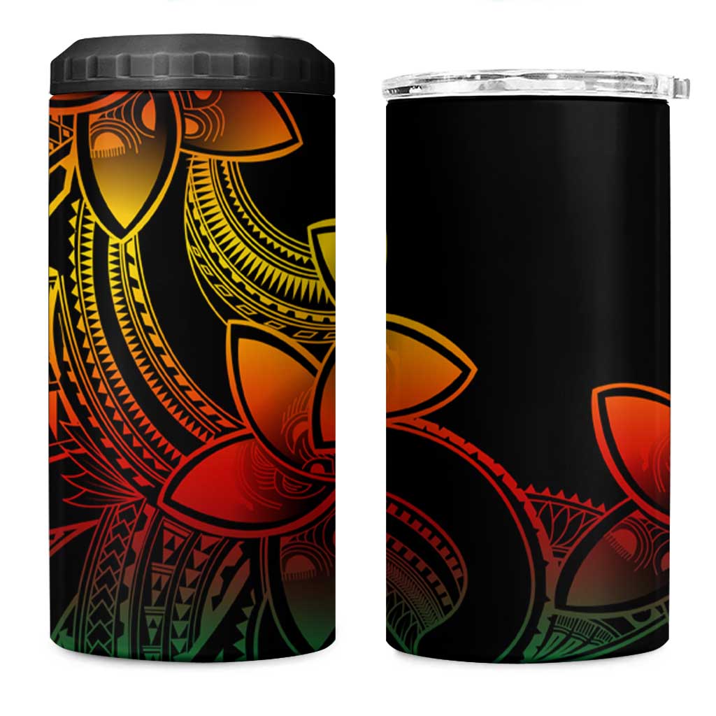 Polynesian Tribal Plumeria Flowers 4 in 1 Can Cooler Tumbler Reggae Vibe LT9 One Size: 16 oz Reggae - Polynesian Pride