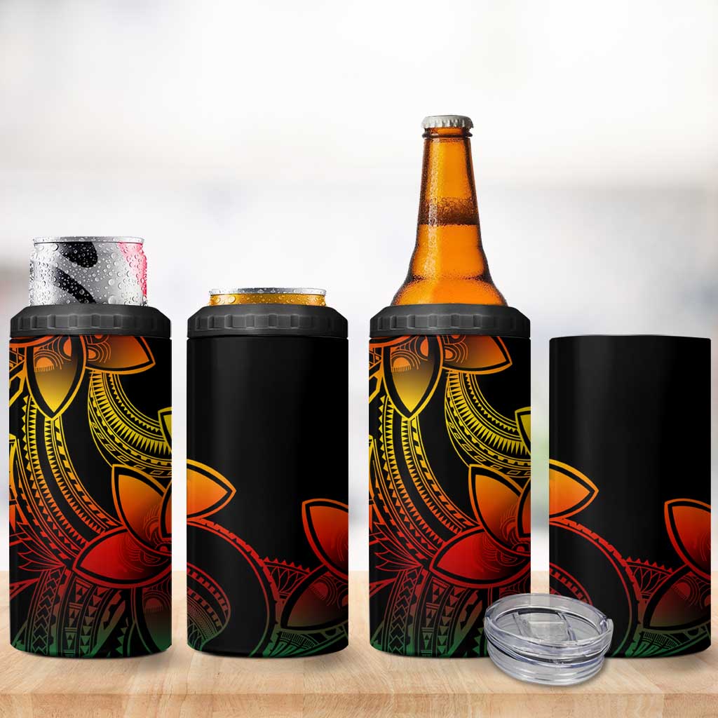 Polynesian Tribal Plumeria Flowers 4 in 1 Can Cooler Tumbler Reggae Vibe LT9 - Polynesian Pride